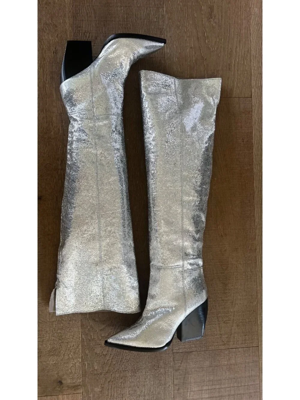 ALL SAINTS Reina Metallic Boot in Silver SIZE 7 New